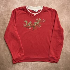 Vintage Y2K Breckenridge Embroidered Squirrel Crewneck Sweatshirt Red Sequined